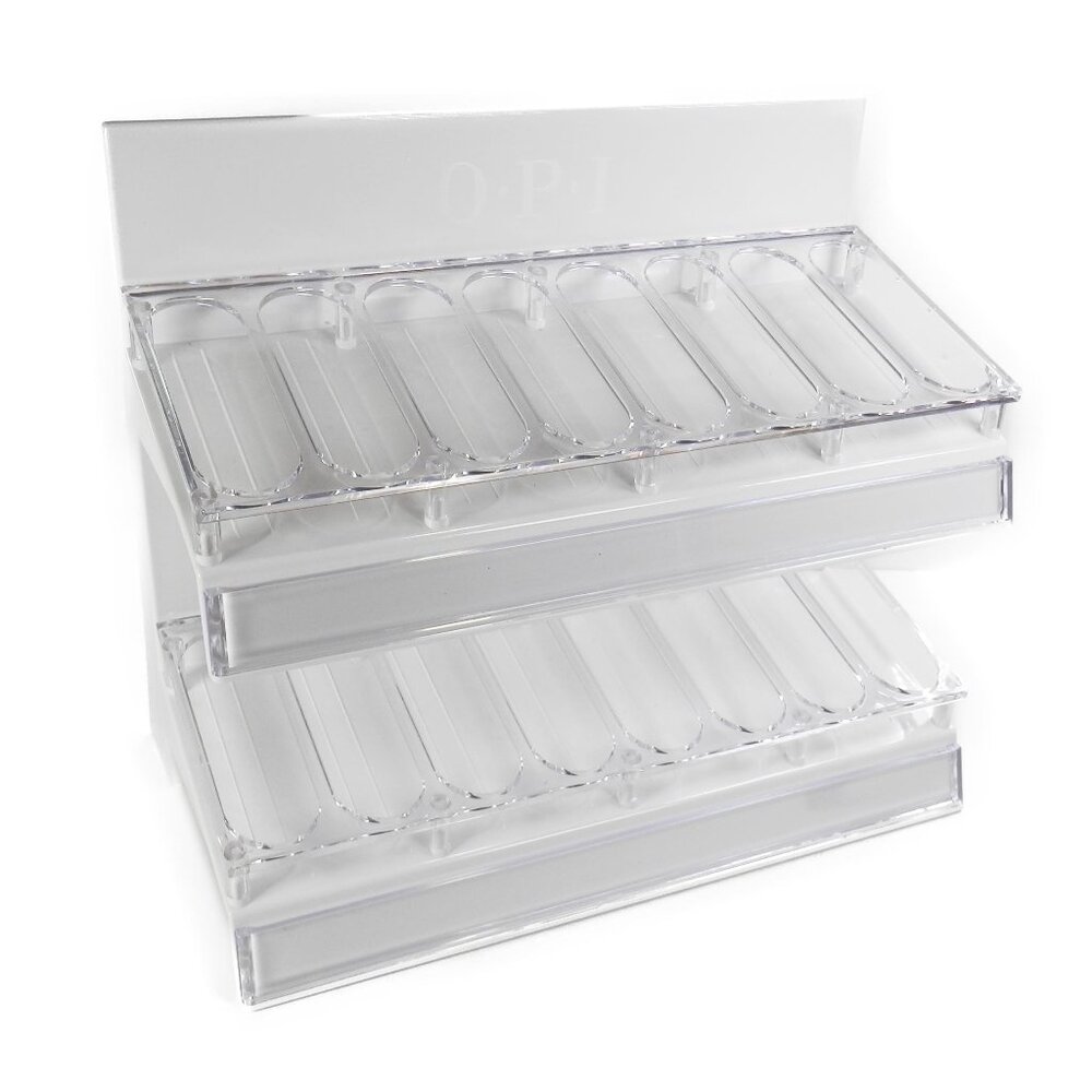 OPI 48 Nail Polish Bottle Holder Empty Large Acrylic Display Stand 2 Tier White